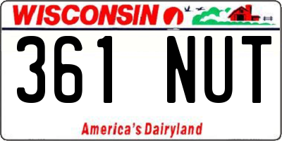 WI license plate 361NUT