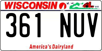 WI license plate 361NUV
