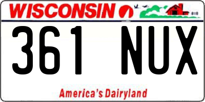WI license plate 361NUX