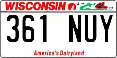 WI license plate 361NUY