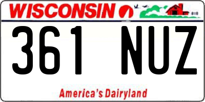 WI license plate 361NUZ
