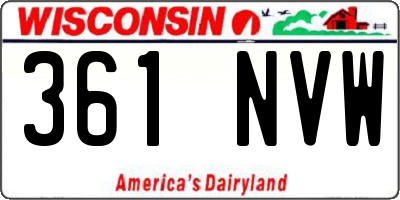 WI license plate 361NVW