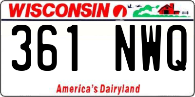 WI license plate 361NWQ
