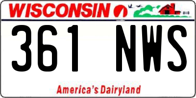 WI license plate 361NWS