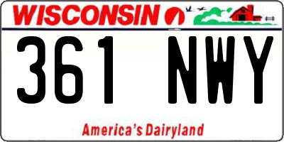 WI license plate 361NWY