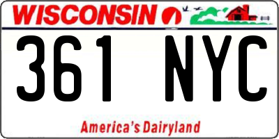 WI license plate 361NYC