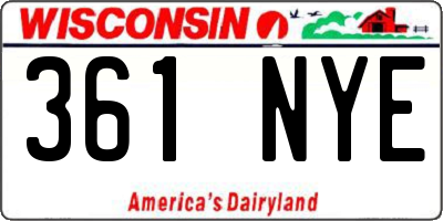 WI license plate 361NYE