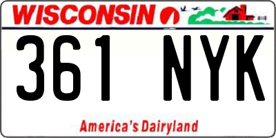 WI license plate 361NYK