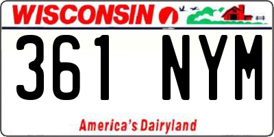 WI license plate 361NYM