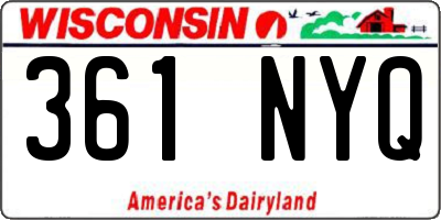 WI license plate 361NYQ
