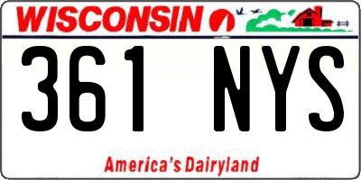 WI license plate 361NYS