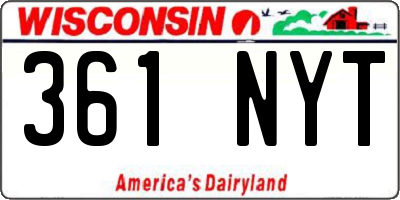 WI license plate 361NYT