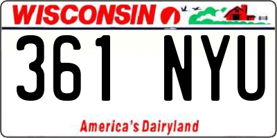 WI license plate 361NYU