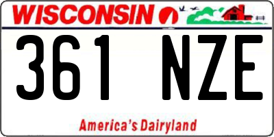 WI license plate 361NZE