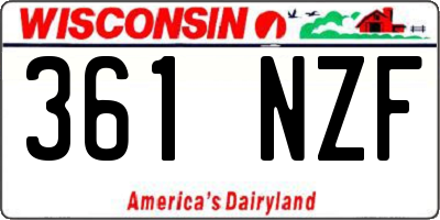 WI license plate 361NZF