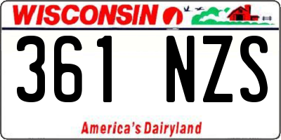 WI license plate 361NZS