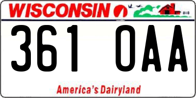 WI license plate 361OAA