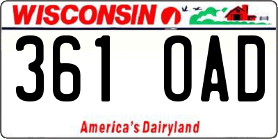 WI license plate 361OAD