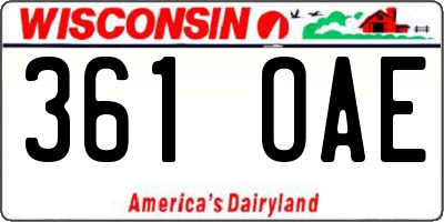 WI license plate 361OAE