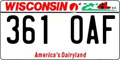 WI license plate 361OAF