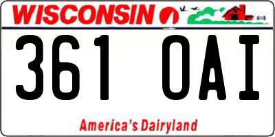 WI license plate 361OAI