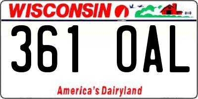 WI license plate 361OAL