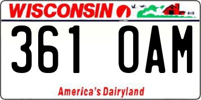 WI license plate 361OAM