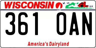 WI license plate 361OAN