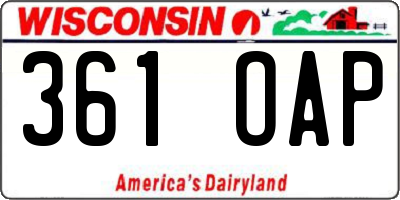 WI license plate 361OAP