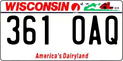 WI license plate 361OAQ
