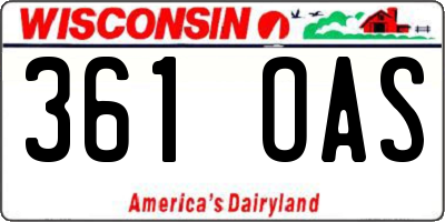WI license plate 361OAS