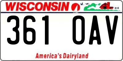 WI license plate 361OAV