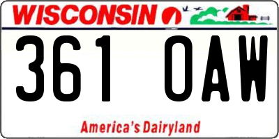 WI license plate 361OAW