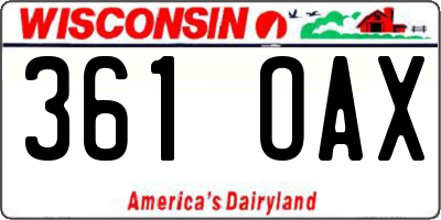 WI license plate 361OAX