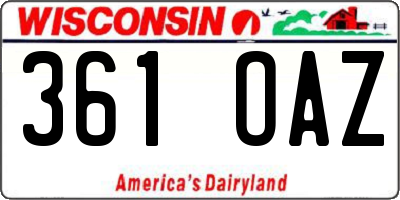 WI license plate 361OAZ
