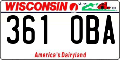 WI license plate 361OBA