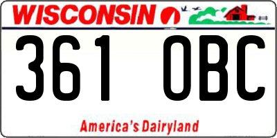 WI license plate 361OBC