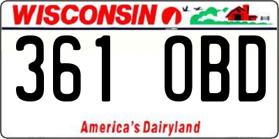 WI license plate 361OBD