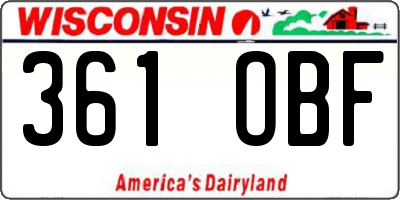 WI license plate 361OBF