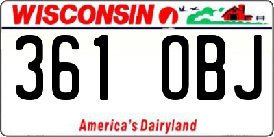 WI license plate 361OBJ