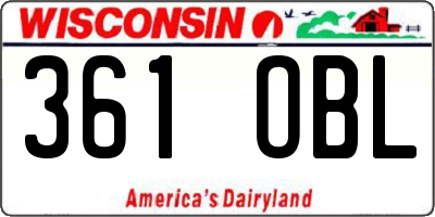 WI license plate 361OBL