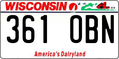 WI license plate 361OBN
