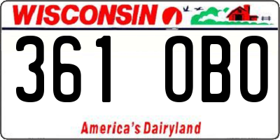 WI license plate 361OBO