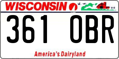 WI license plate 361OBR