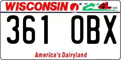 WI license plate 361OBX