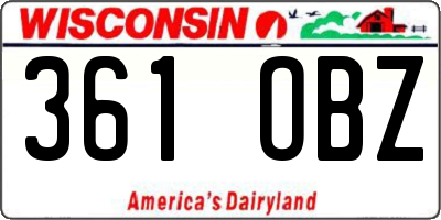 WI license plate 361OBZ