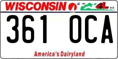 WI license plate 361OCA