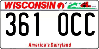 WI license plate 361OCC
