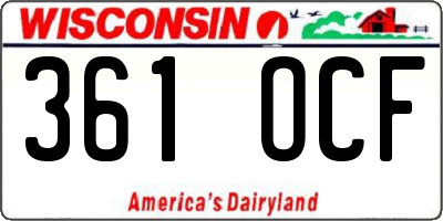 WI license plate 361OCF