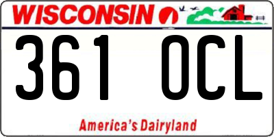 WI license plate 361OCL